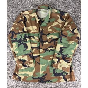 US Military BDU Camouflage Field Jacket Woodland Combat Large Long Mens